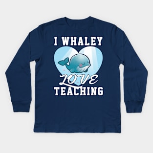 i love teaching gift cute whale Kids Long Sleeve T-Shirt